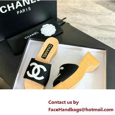 Chanel Fabric & Patent Calfskin Mules G45555 Black 2024